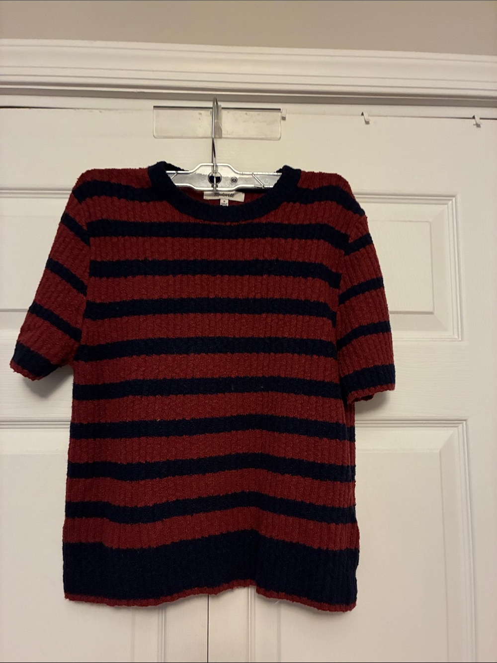 Madewell Striped Bouclé-Knit Crewneck Sweater Tee Medium NS645